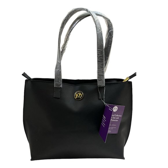 Joy Mangano Clothes It All E*Lite Leather RFID Safe Tote Black - NWT - Picture 1 of 10